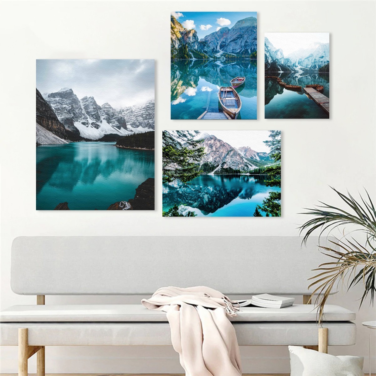 Foto 6 pulgar | Cuadros Paisajes Modernos Lagos Montañas Viaje Set Canvas Hd
