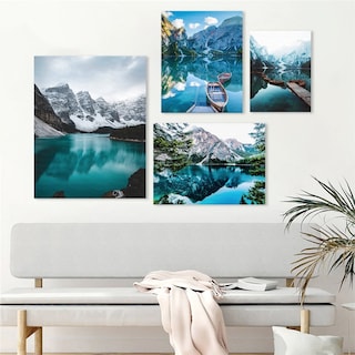 Foto 5 | Cuadros Paisajes Modernos Lagos Montañas Viaje Set Canvas Hd