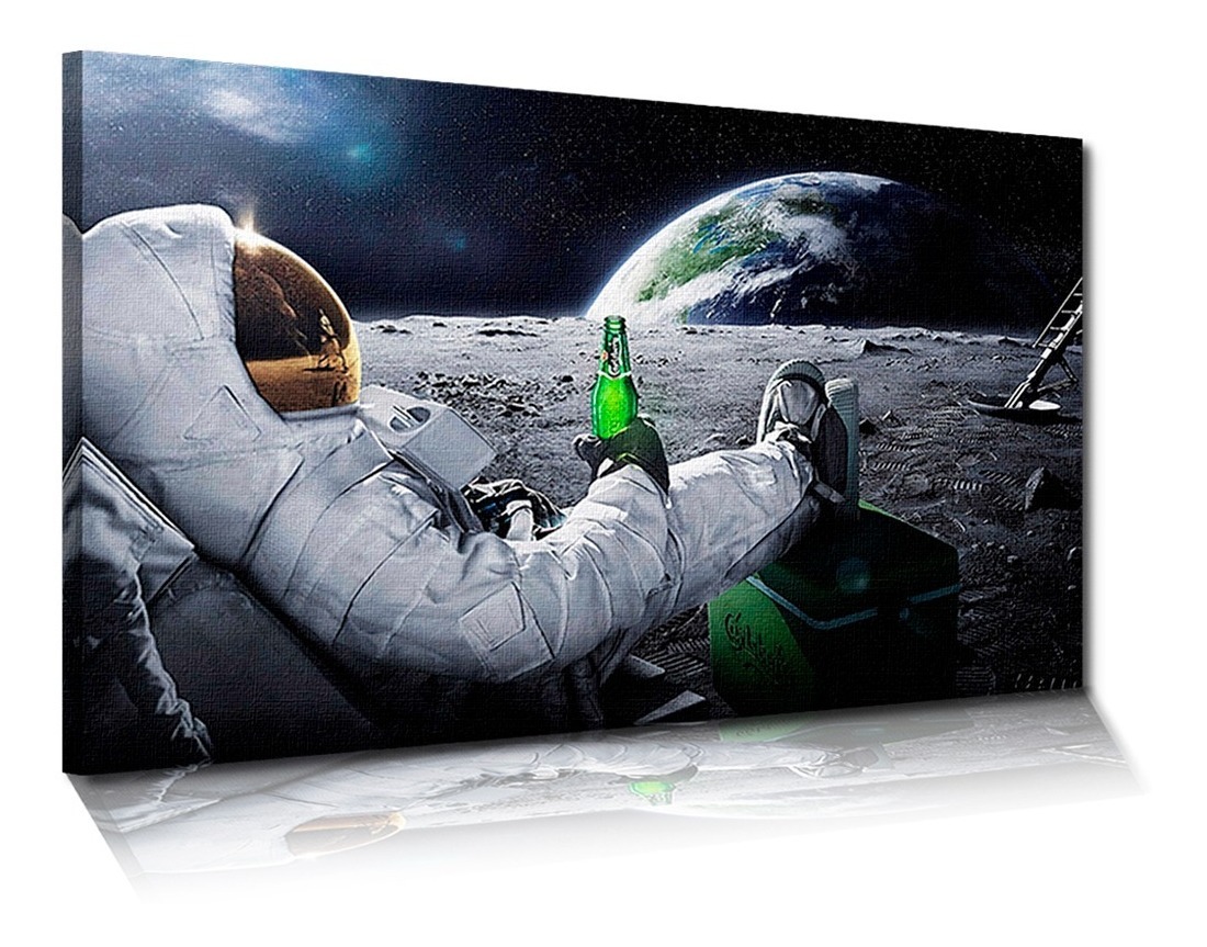 Foto 2 pulgar | Cuadro Astronauta Con Cerveza Grande Con Marco