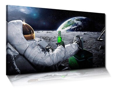 Foto 1 | Cuadro Astronauta Con Cerveza Grande Con Marco