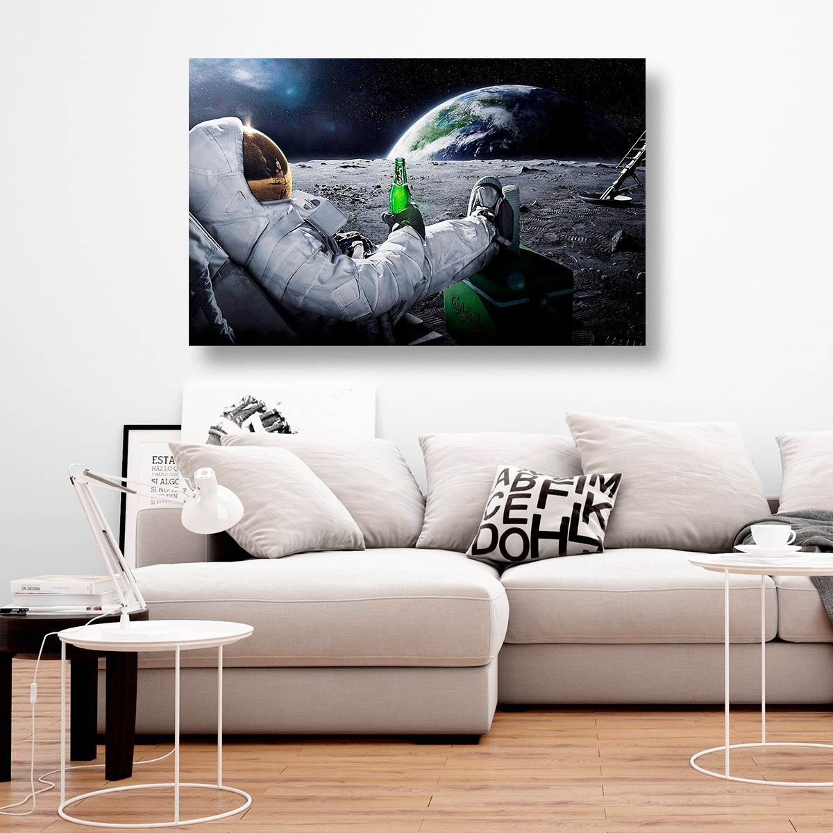 Foto 5 pulgar | Cuadro Astronauta Con Cerveza Grande Con Marco