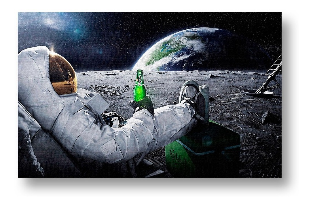 Foto 6 pulgar | Cuadro Astronauta Con Cerveza Grande Con Marco