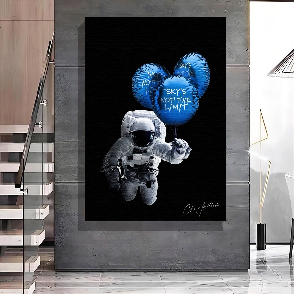 Foto 2 pulgar | Cuadro Astronauta Globos Espacio No Limit Canvas Hd 140x100