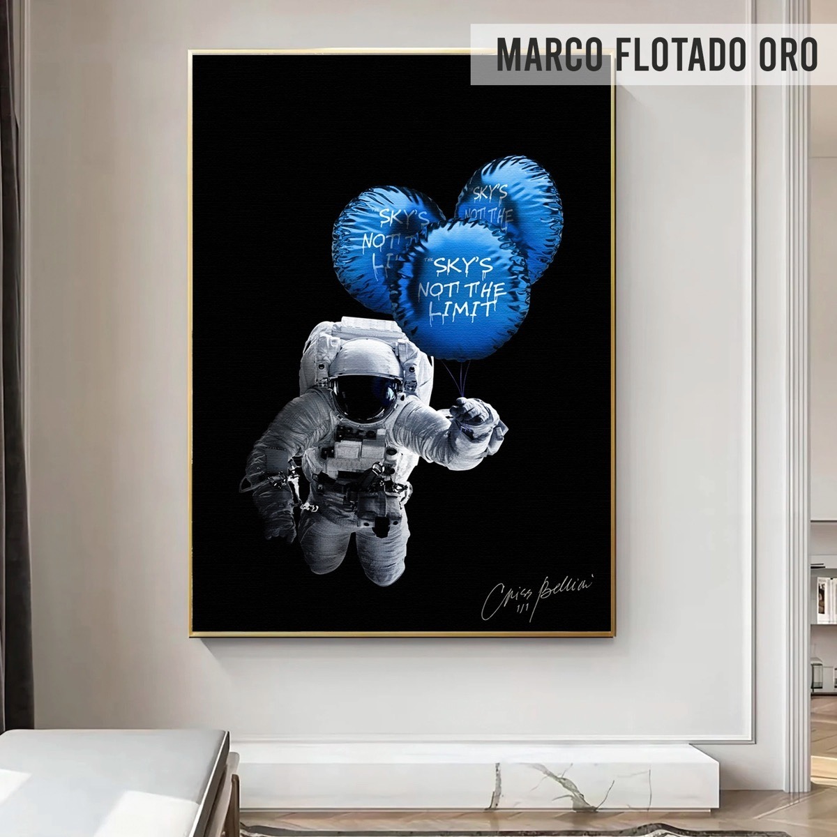 Foto 5 pulgar | Cuadro Astronauta Globos Espacio No Limit Canvas Hd 140x100