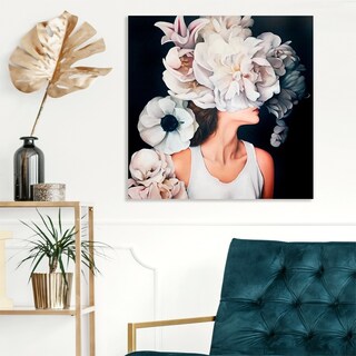 Foto 1 | Cuadro Lienzo Canvas Mujer Con Flores Moderno Minimalista Color Colores