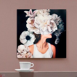 Foto 3 | Cuadro Lienzo Canvas Mujer Con Flores Moderno Minimalista Color Colores