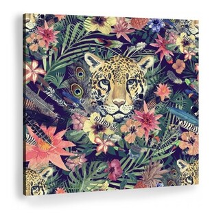 Foto 1 | Cuadros Animales Decorativos En Canvas Floral Tigre Pantera Armazón Bastidor