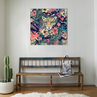 Foto 2 | Cuadros Animales Decorativos En Canvas Floral Tigre Pantera Armazón Bastidor