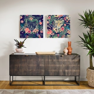 Foto 3 | Cuadros Animales Decorativos En Canvas Floral Tigre Pantera Armazón Bastidor
