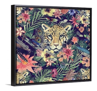 Foto 4 | Cuadros Animales Decorativos En Canvas Floral Tigre Pantera Armazón Bastidor