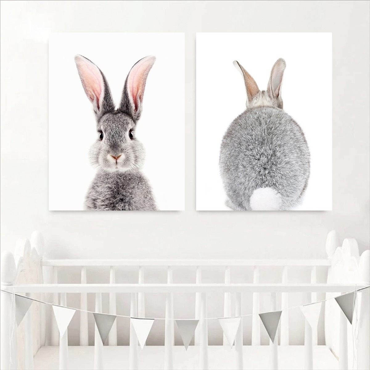 Set Cuadros Canvas Infantil Decoración Cuarto Bebé Conejito