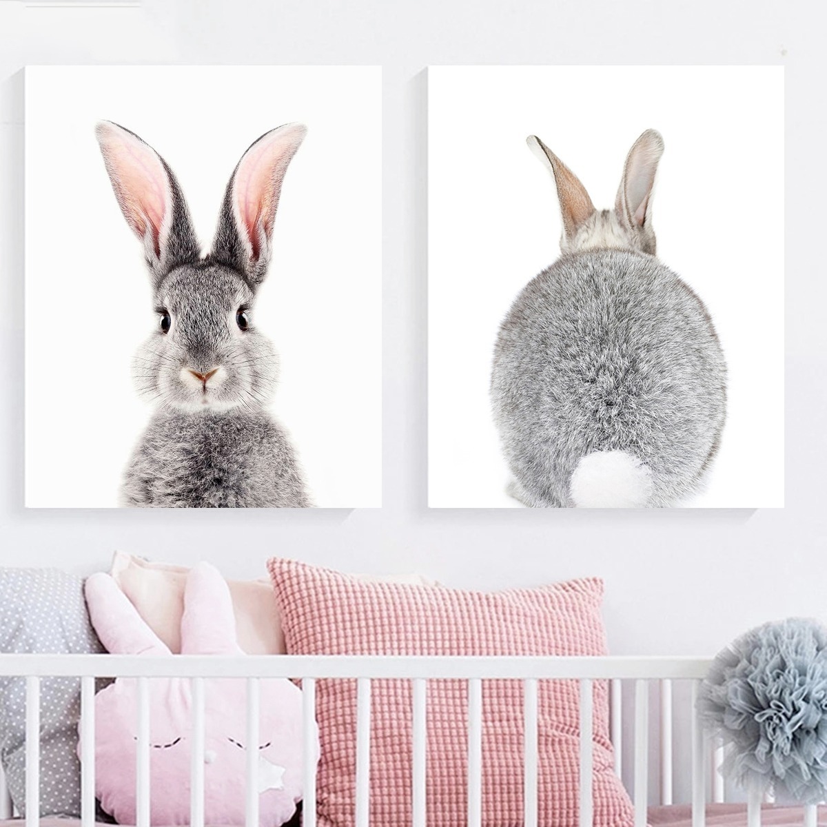 Foto 4 pulgar | Set Cuadros Canvas Infantil Decoración Cuarto Bebé Conejito