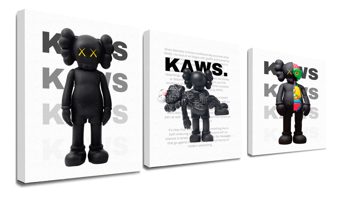 Foto 3 pulgar | Cuadros Kaws Hyperbeast Figure Minimalist Urban Set 3 Canvas