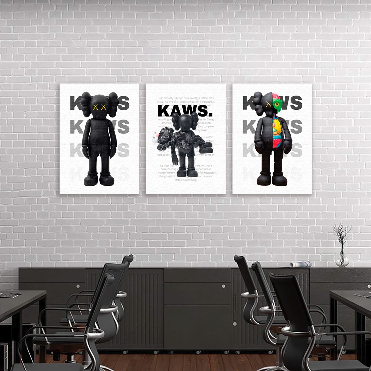 Foto 4 pulgar | Cuadros Kaws Hyperbeast Figure Minimalist Urban Set 3 Canvas