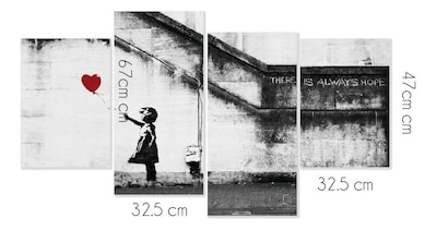 Foto 3 | Cuadro Banksy Girl Red Balloon Arte Moderno Lienzo Canvas Color Gris