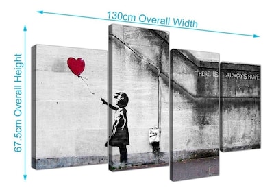 Foto 4 | Cuadro Banksy Girl Red Balloon Arte Moderno Lienzo Canvas Color Gris