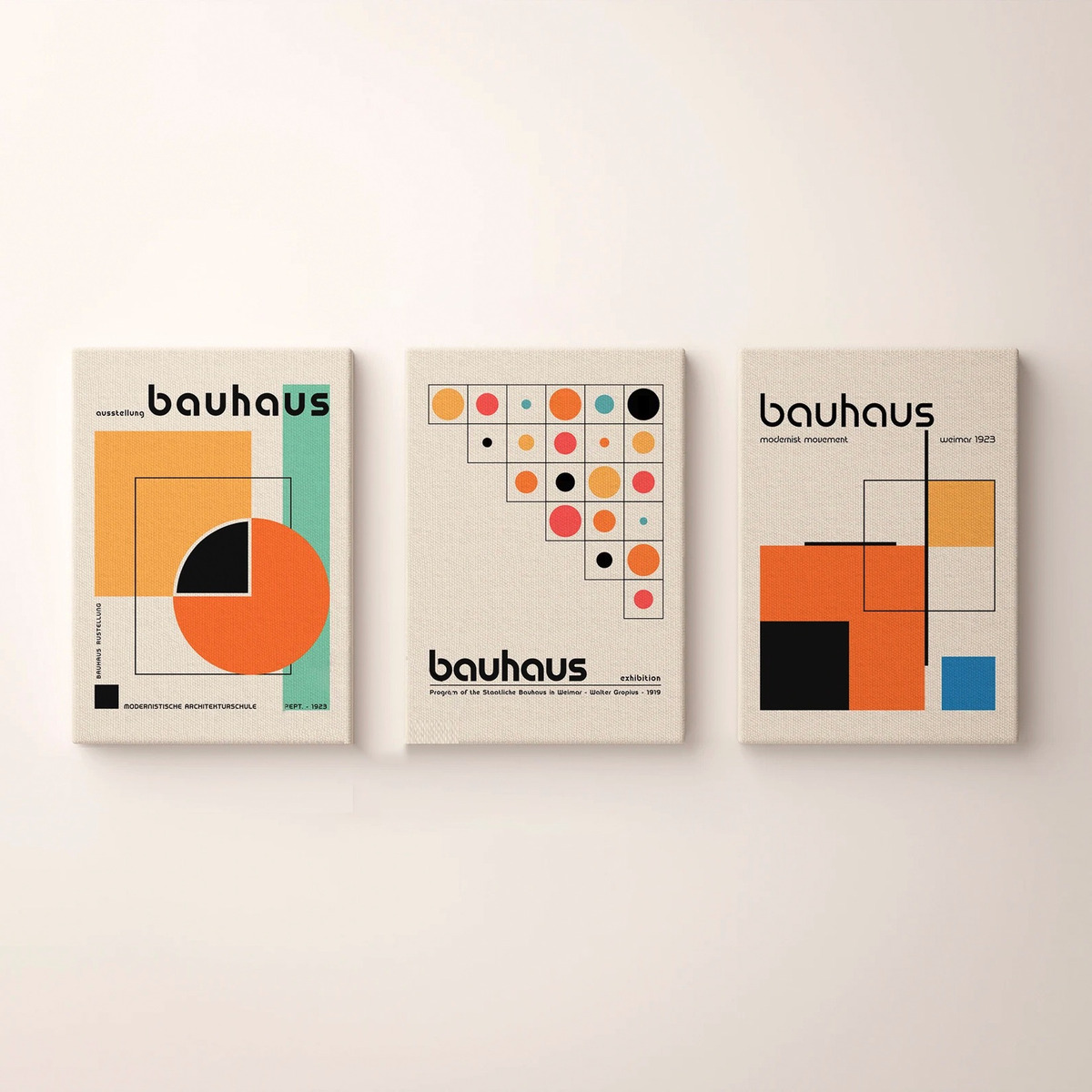 Set Cuadros Canvas Bauhaus Arte Moderno Minimalist Geometric