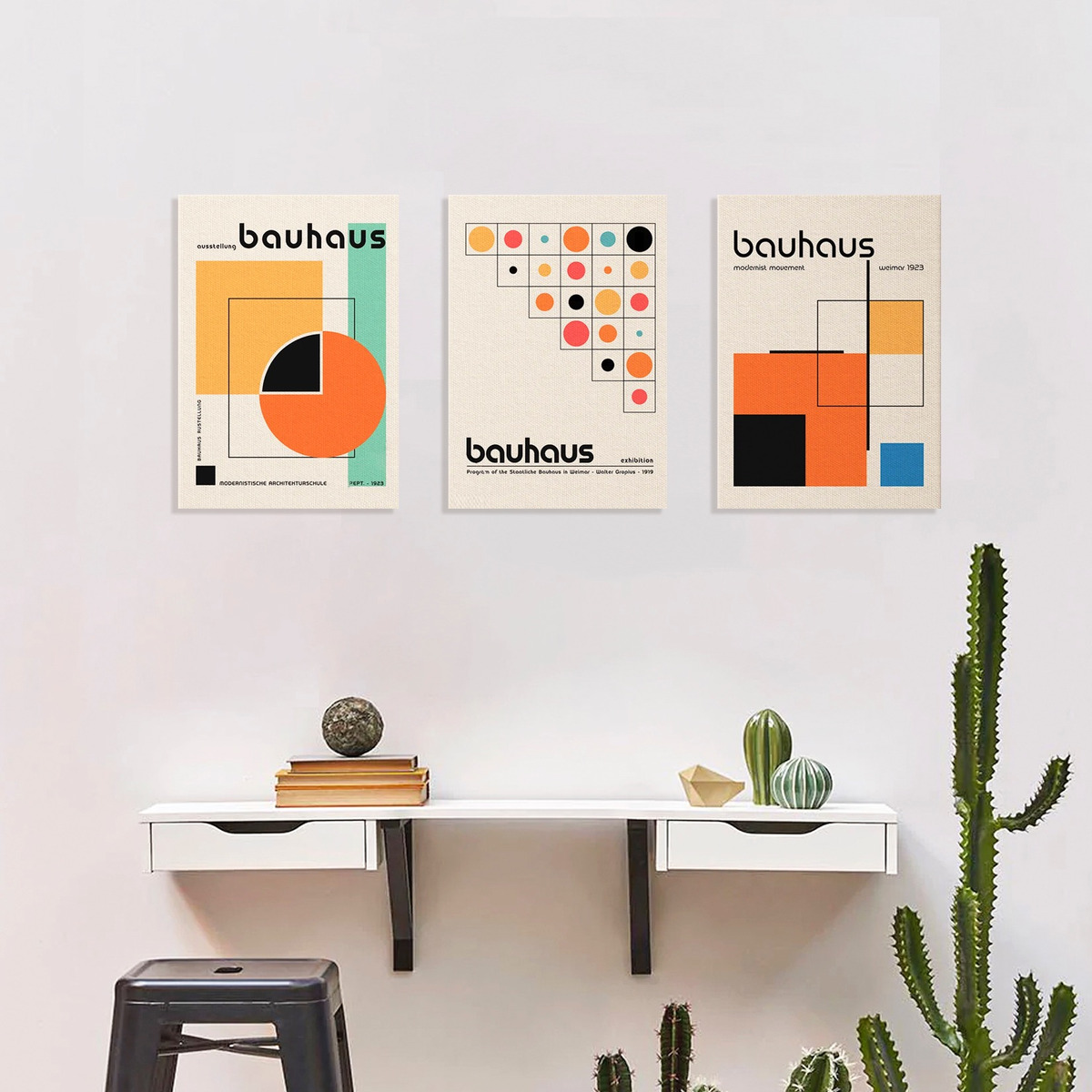 Foto 5 pulgar | Set Cuadros Canvas Bauhaus Arte Moderno Minimalist Geometric