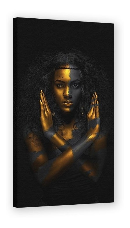Foto 3 pulgar | Cuadro Canvas Decorativo Mujer Africana Moderno 100x55cm Color Ocres Y Negro