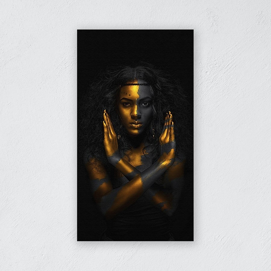 Foto 4 pulgar | Cuadro Canvas Decorativo Mujer Africana Moderno 100x55cm Color Ocres Y Negro