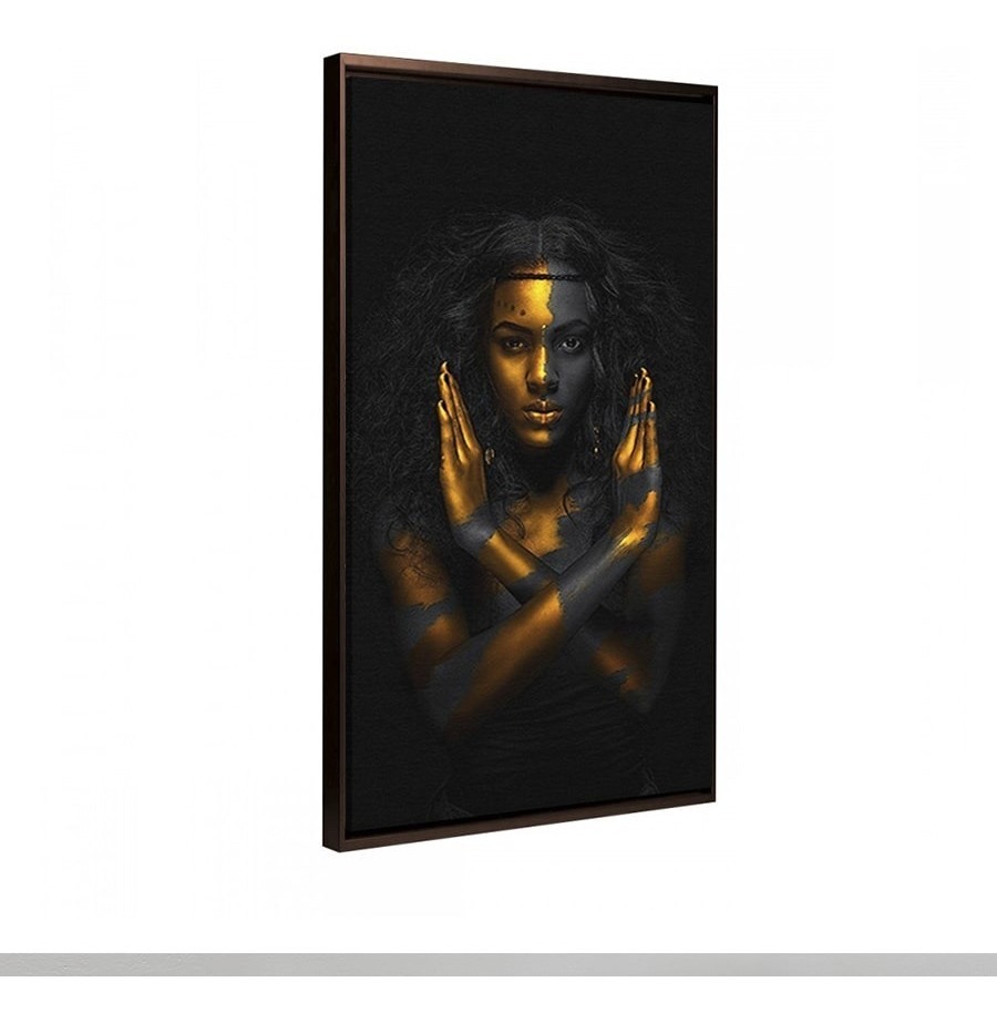Foto 5 pulgar | Cuadro Canvas Decorativo Mujer Africana Moderno 100x55cm Color Ocres Y Negro