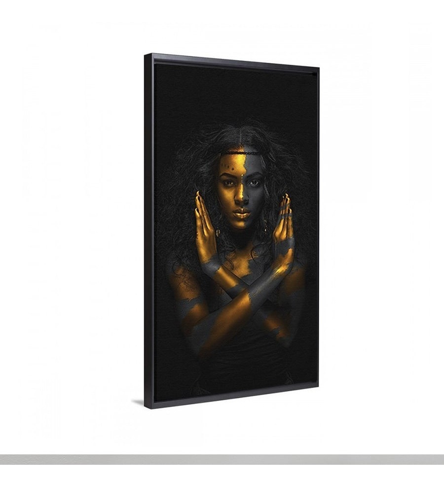 Foto 6 pulgar | Cuadro Canvas Decorativo Mujer Africana Moderno 100x55cm Color Ocres Y Negro