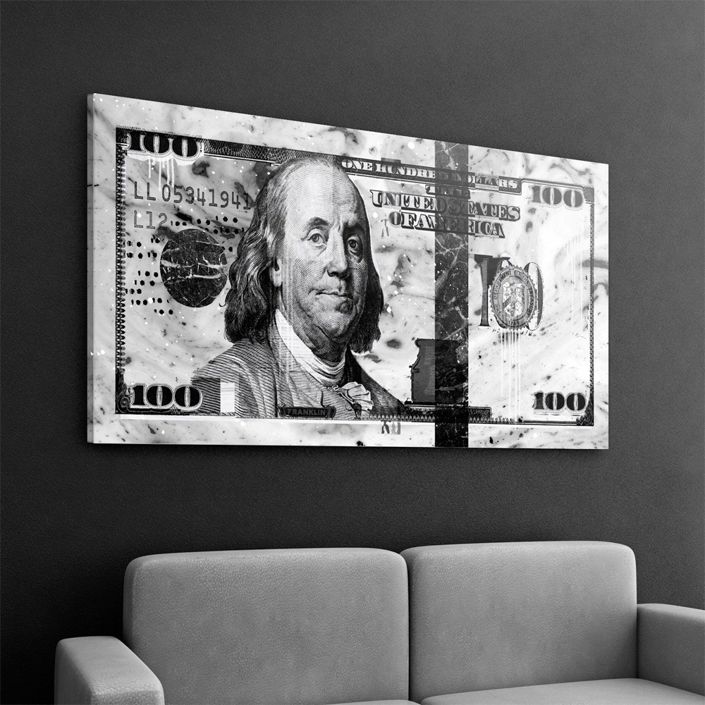 Foto 2 pulgar | Cuadro Decorativo Billete 100 Dolares En Canvas Con Bastidor Color Mármol