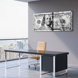 Foto 2 | Cuadro Decorativo Billete 100 Dolares En Canvas Con Bastidor Color Mármol