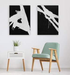 Foto 3 | Set 2 Cuadros Decorativos Moderno Minimalista Blanco Y Negr