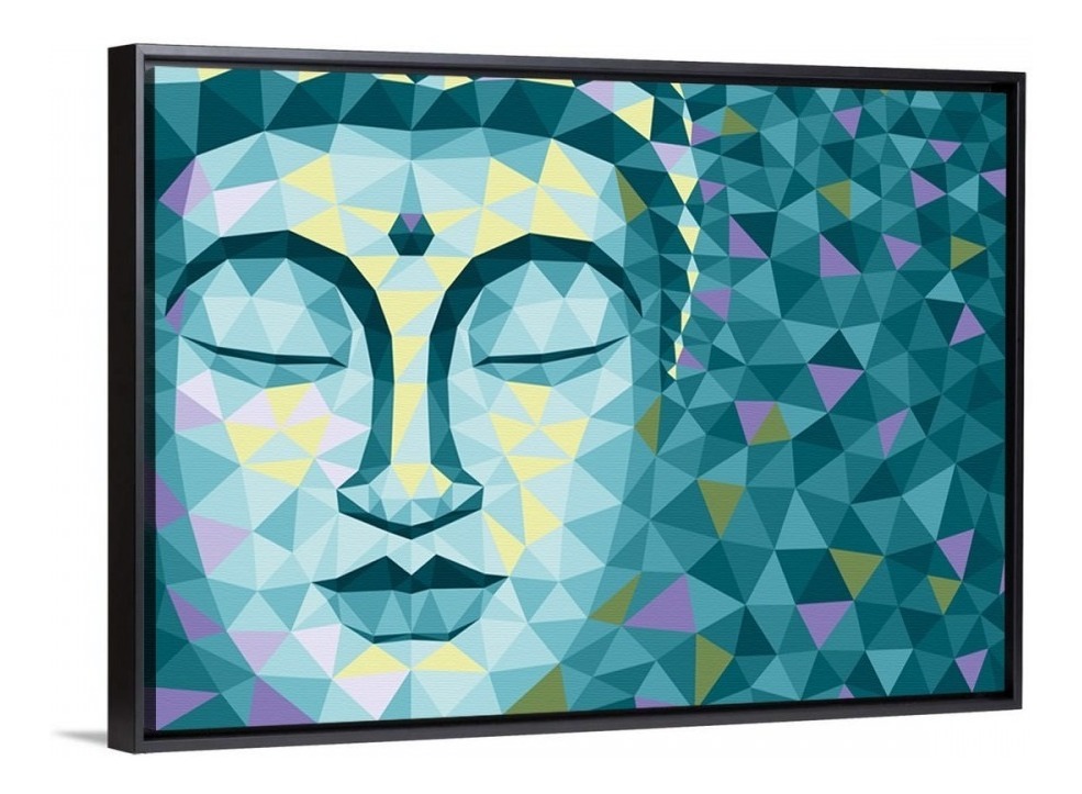 Foto 4 | Cuadro Canvas Decorativo Buda Moderno Abstracto Minimalista Canvas No Sintetico De Galeria Color Azul