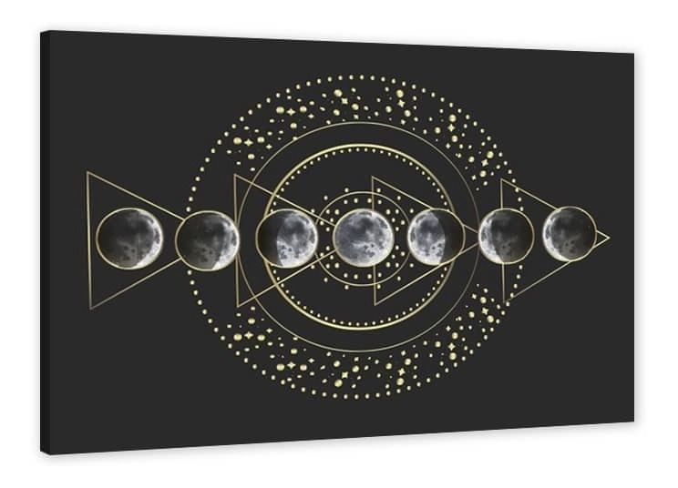 Fases De La Luna Boho Cuadro Decorativo En Lienzo Canvas Hd