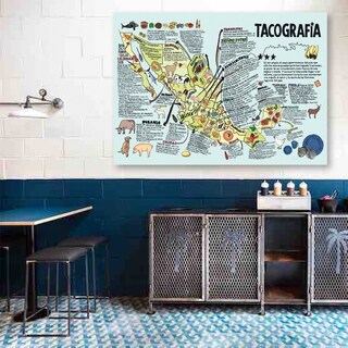 Foto 2 | Cuadro Canvas Tacografía Mapa México Tacos Decoración