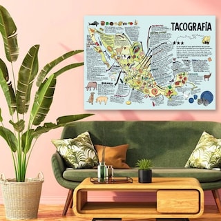 Foto 3 | Cuadro Canvas Tacografía Mapa México Tacos Decoración