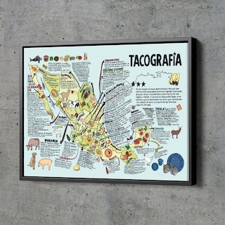 Foto 4 | Cuadro Canvas Tacografía Mapa México Tacos Decoración