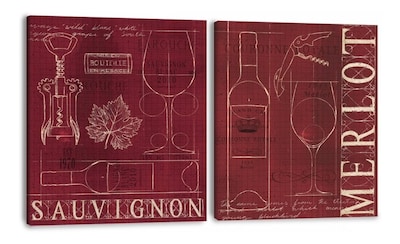 Foto 1 | Cuadros Vinos Para Comedor Cocina Vintage Canvas C/ Bastidor Color Vino