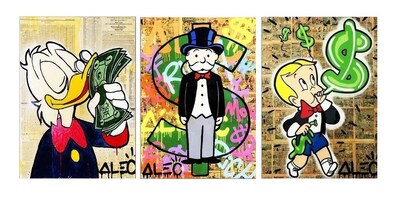 Foto 2 | Cuadros Alec Monopoly Money Arte Canvas 25x35 Cm Con Marco
