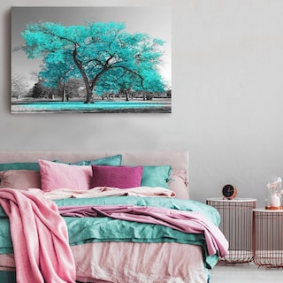 Foto 2 | Cuadro Moderno Arbol Turquesa Azul Canvas 120x90 Grande Armazón Bastidor De Madera