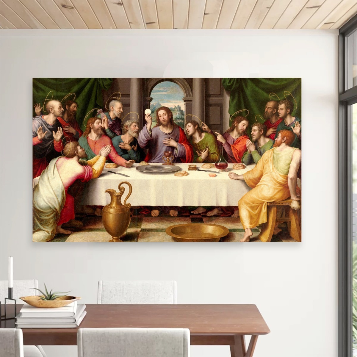 Foto 4 | Cuadro Ultima Cena Con Nombres Apostoles En Lienzo Canvas Color Multicolor