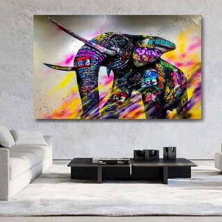 Foto 3 | Cuadro Elefante Colores Graffiti Canvas Grueso 140x90premium