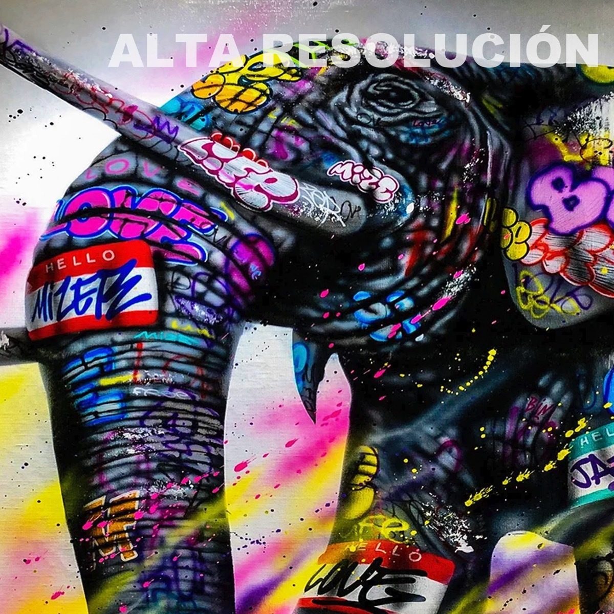 Foto 5 pulgar | Cuadro Elefante Colores Graffiti Canvas Grueso 140x90premium