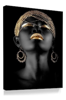 Foto 1 | Cuadro Canvas Decorativo Mujer Africana Turbante Dorado Hd Color Serenity