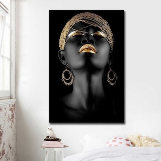 Foto 2 | Cuadro Canvas Decorativo Mujer Africana Turbante Dorado Hd Color Serenity