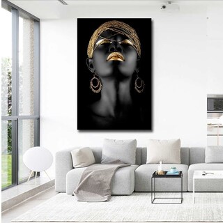 Foto 3 | Cuadro Canvas Decorativo Mujer Africana Turbante Dorado Hd Color Serenity