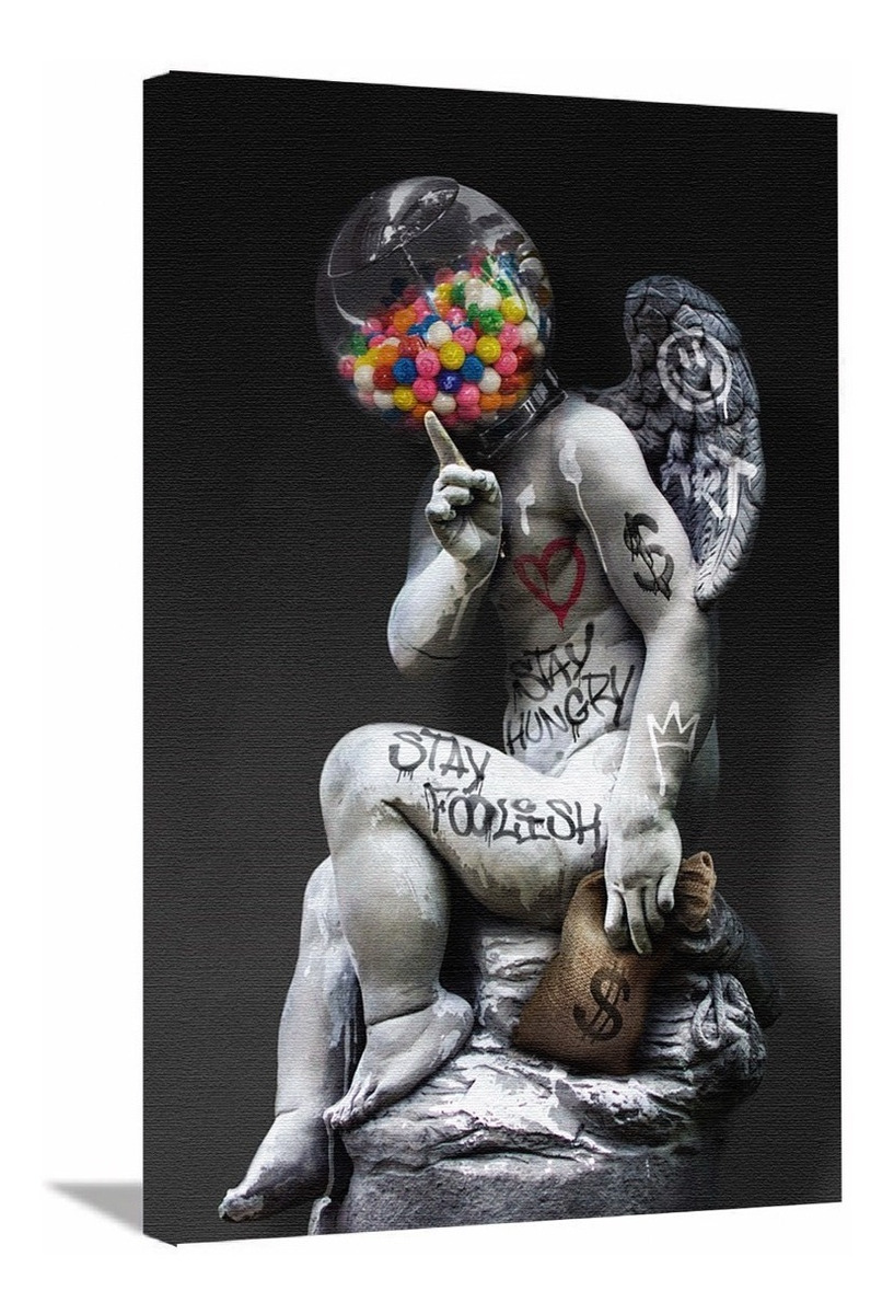 Foto 4 pulgar | Cuadro Estatua Ángel Moderno Graffiti Grande Canvas 120x80cm