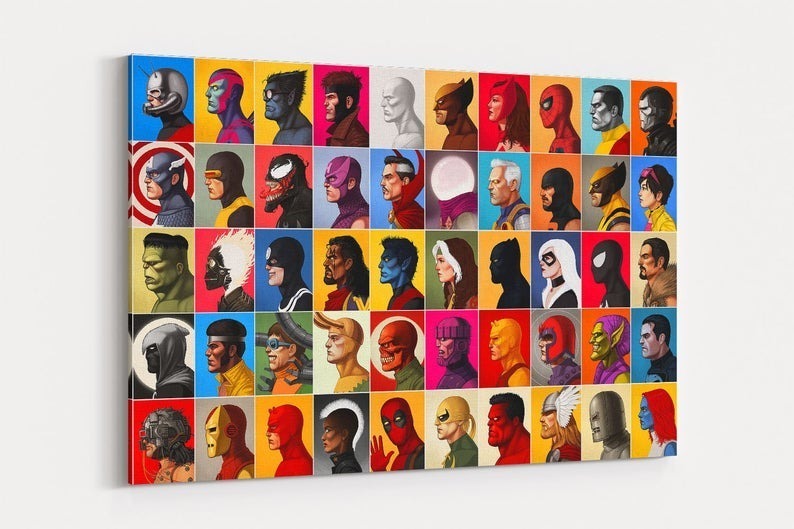 Foto 3 pulgar | Cuadro Canvas Marvel Universo Superheroes Retratos 90x60cm Color Multicolor Armazón Bastidor