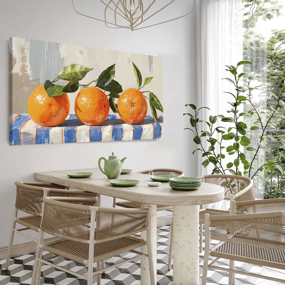 Cuadro Decoración Comedor Naranjas Canvas Estilo Pintura Hd