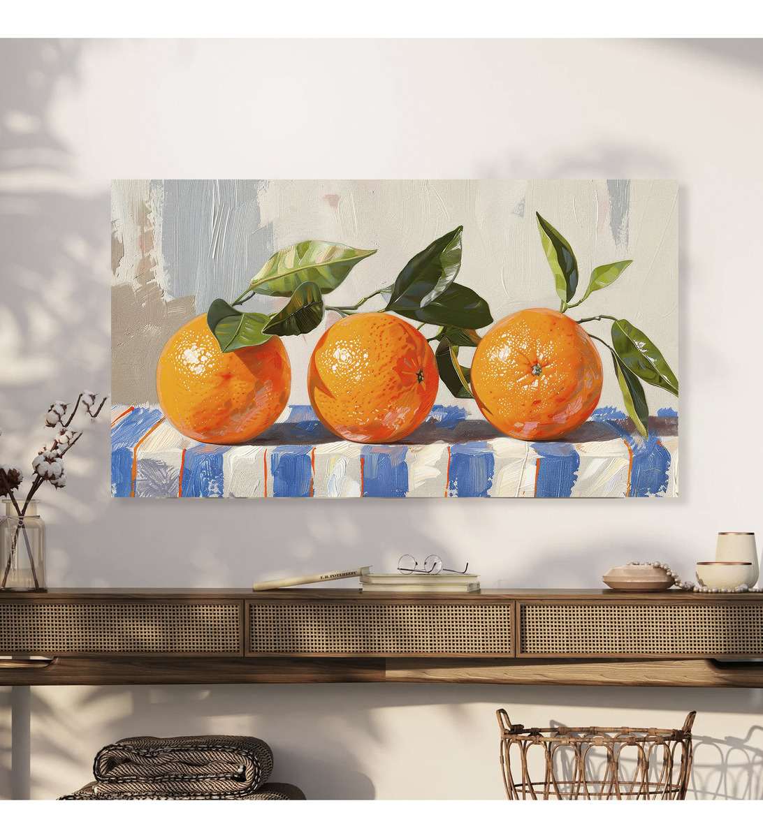 Foto 4 pulgar | Cuadro Decoración Comedor Naranjas Canvas Estilo Pintura Hd
