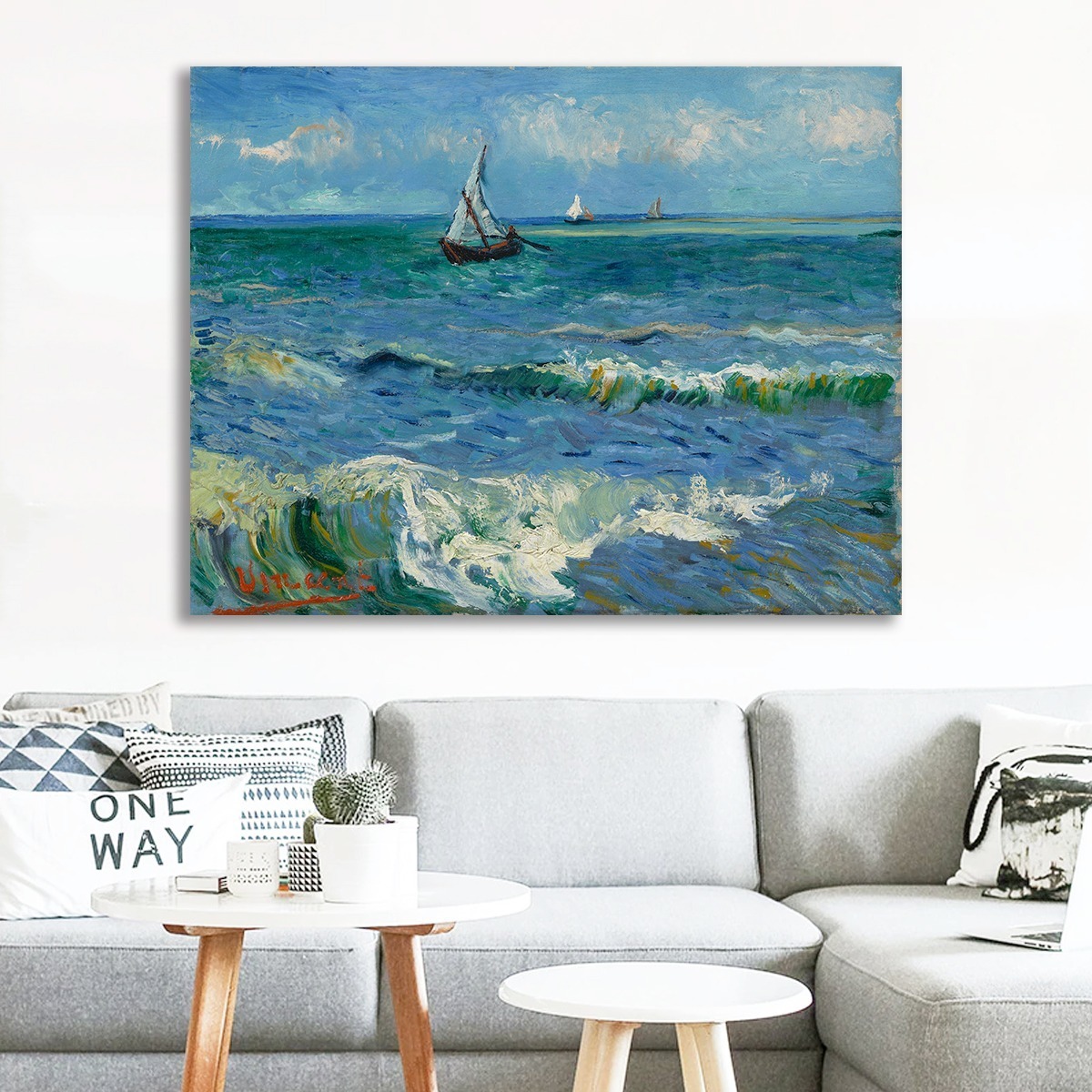 Foto 3 pulgar | Cuadro Decorativo Paisaje Tipo Oleo Del Mar Van Gogh Canvas