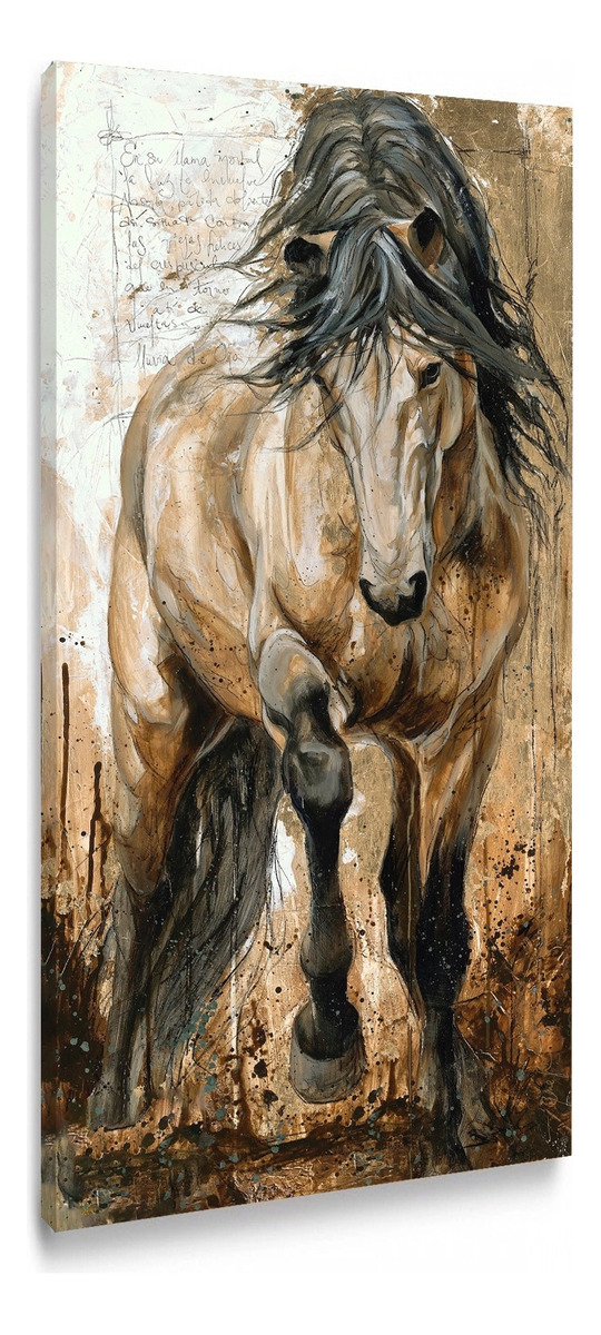 Foto 4 | Cuadro Caballos Abstracto Colores Moderno En Lienzo Canvas Opción De Enmarcado Tintas Ecológicas