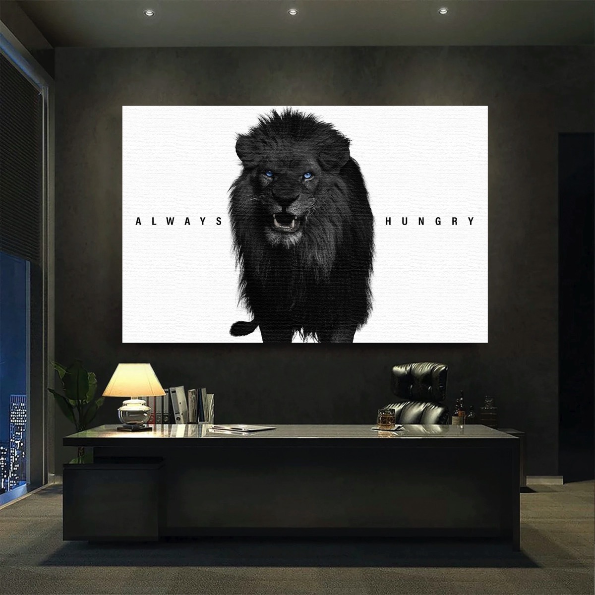 Foto 2 pulgar | Canvas Leon Always Hungry Money Oficina  140x90 Premium